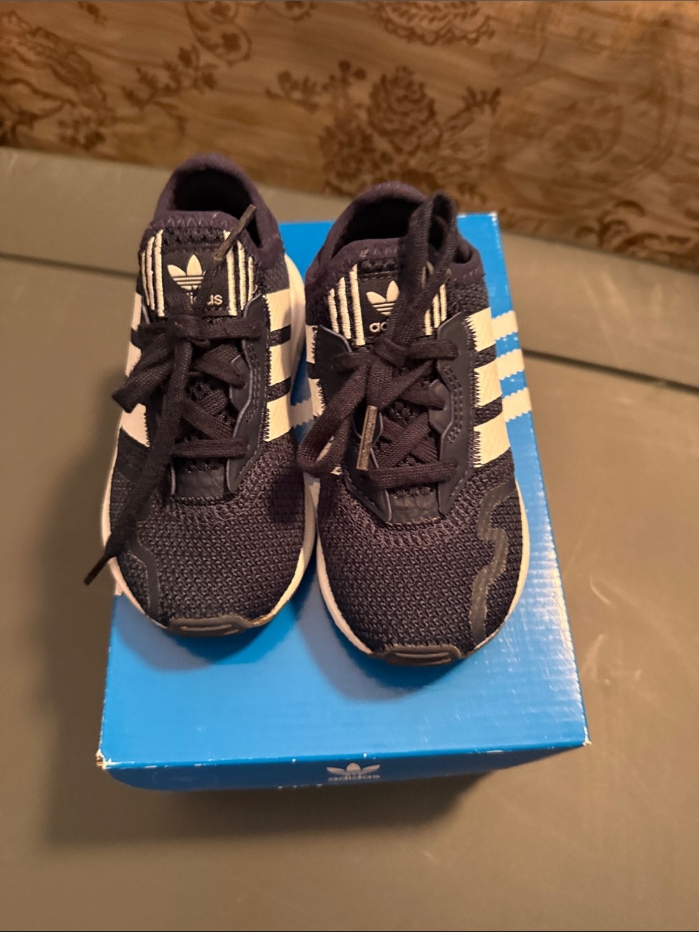 adidas Kids Navy and White Classic Runner Sneakers